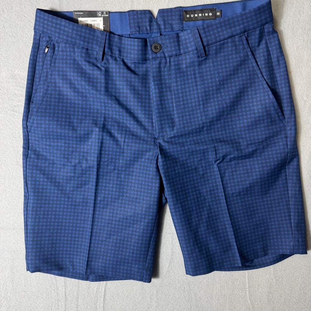 Dunning Golf Liberty Blue Micro Check Performance Shorts D7S24H062 Mens 33
